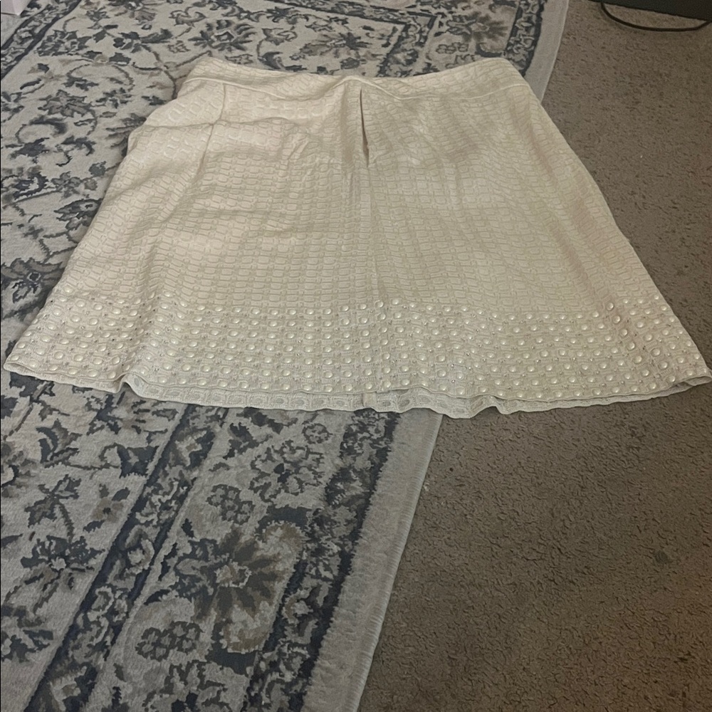 St. John Cream Textured Skirt